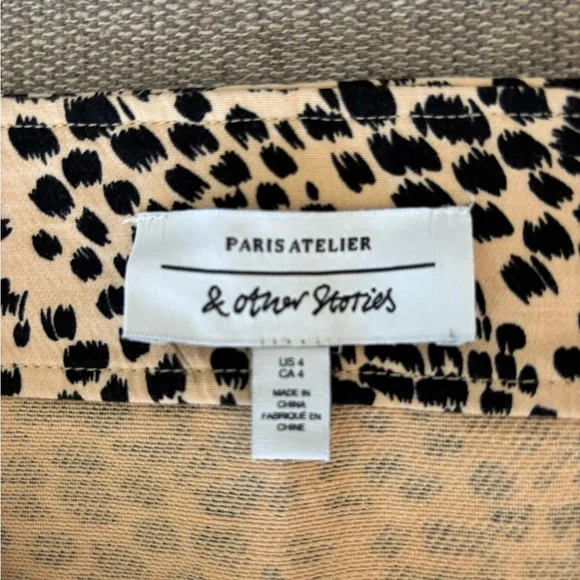 & Other Stories Paris Atelier Animal Print Midi Skirt Tie front slit 4 - Picture 8 of 10